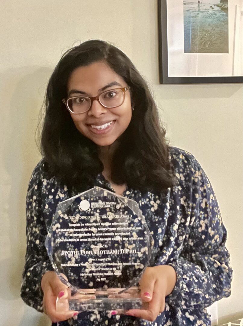 The 2022 Outstanding Recent Graduate Award Bestowed Upon Dr. Jyothi Purushotham